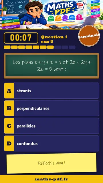 Vidéos QCM maths Terminale : Produit scalaire dans l’espace, partie 2