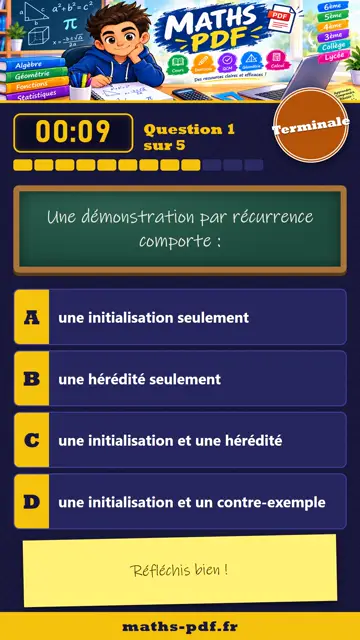 Vidéos QCM maths Terminale : Suites et récurrence, partie 1