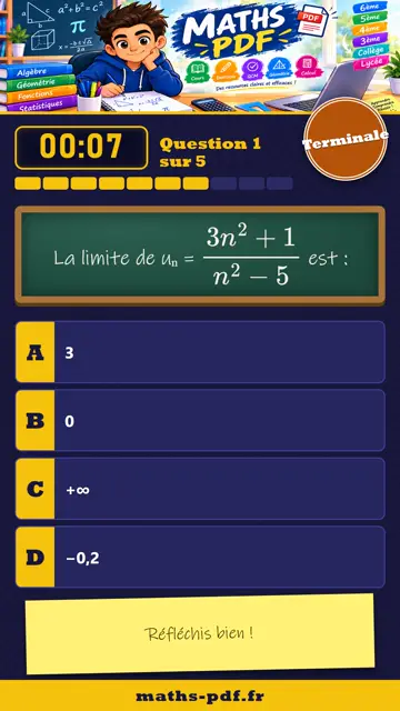 Vidéos QCM maths Terminale : Suites et récurrence, partie 2