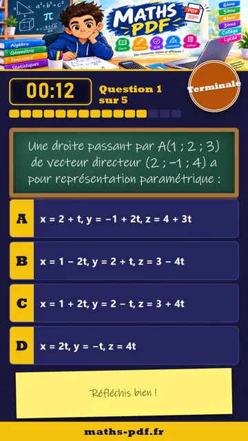 Vidéos QCM maths Terminale : Vecteurs, droites et plans de l’espace, partie 1